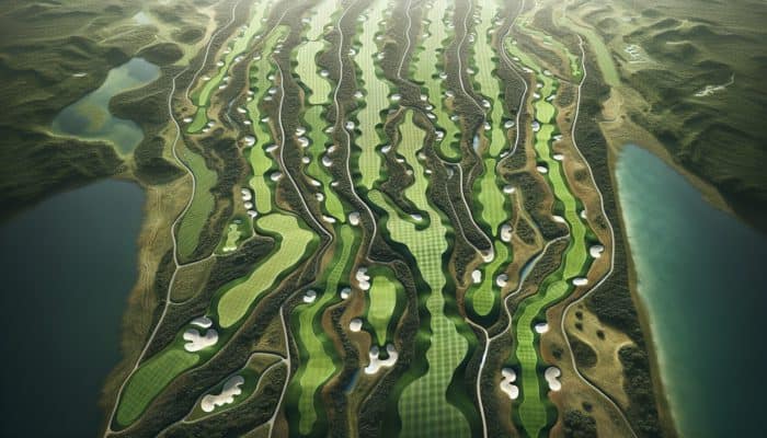 Aerial view of Germiston Golf Club's strategic course layout with narrow greens and bunkers.