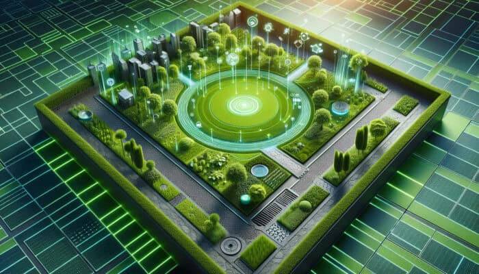 Smart lawn with real-time soil moisture monitoring and eco-friendly drainage solutions.