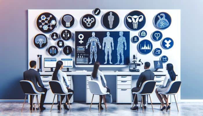 A modern clinic in Leominster equipped with advanced testosterone testing technology and educational materials on hormone health.