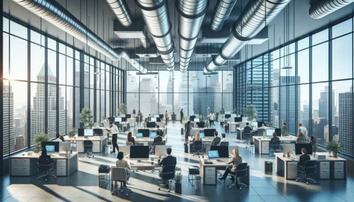 A Yaletown office with clean HVAC ducts improving air flow, productivity, and satisfaction.