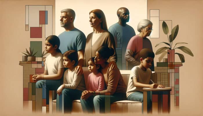 A UK family receiving tailored emotional and practical support from a clearance team in a comforting home setting.