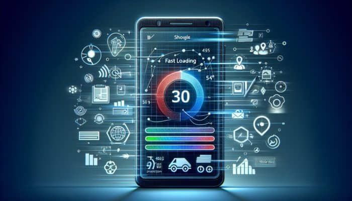 A smartphone showing a fast, interactive, and visually stable website, illustrating mobile SEO trends.