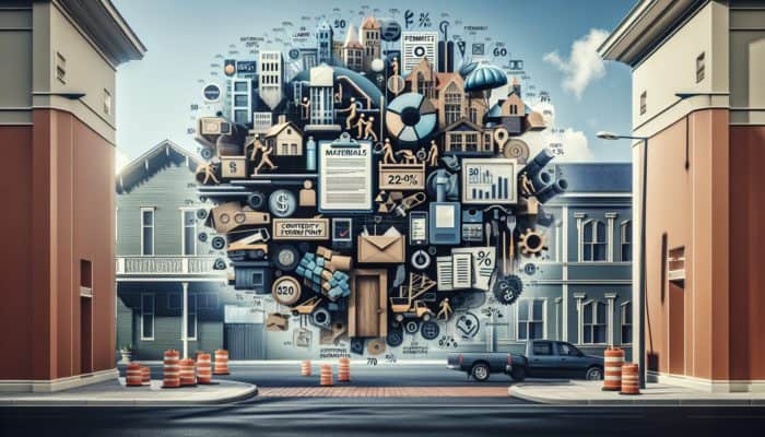 Budget plan for home renovations in Graaff-Reinet, including contingency fund, historic architecture backdrop.