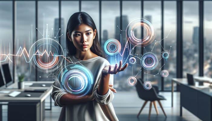 A person analyzing a financial chart on student loan consolidation effects in a modern office.