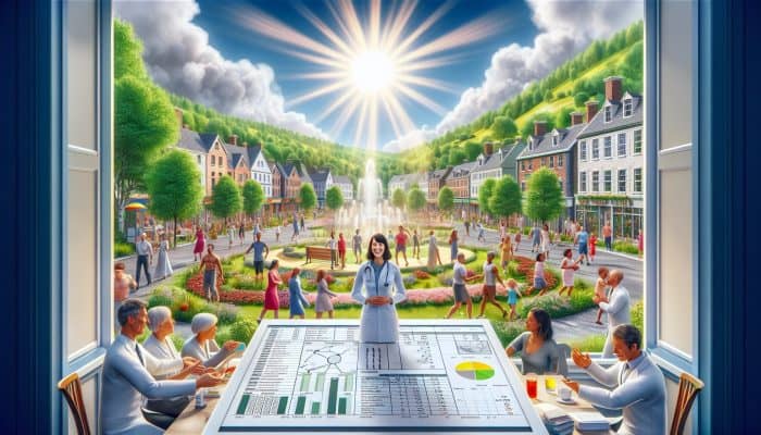 Coalville residents enjoying sunny outdoor activities, smiling and healthy, surrounded by lush greenery.