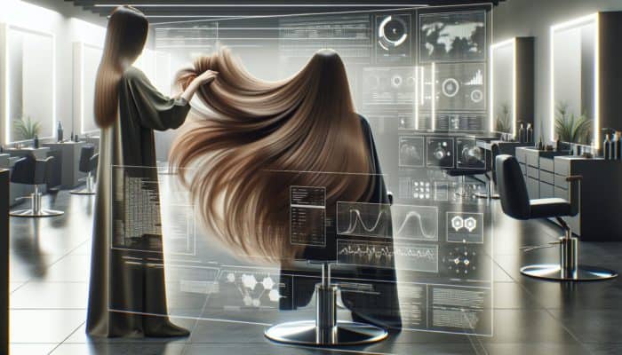 A stylist expertly employing point, slide, and texturizing cuts for seamless, voluminous long layers in a salon.