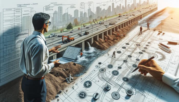 An engineer designs a drainage system in West Vancouver, considering clay soil and waterfront topography to prevent flooding.