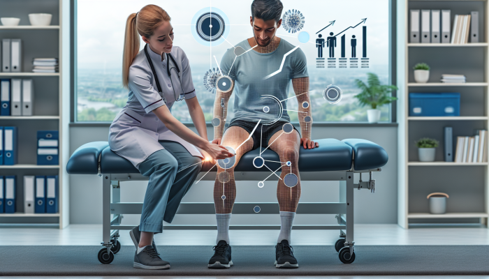 A physiotherapist in London clinic uses precision needling on knee, showing improved mobility and reduced pain.