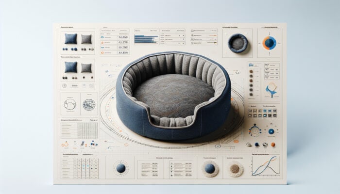 A cozy pet bed from recycled denim and bamboo, modern and sustainable, soft and hypoallergenic.