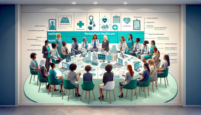 Diverse women receiving personalized care in a modern UK healthcare setting through NHS initiatives.